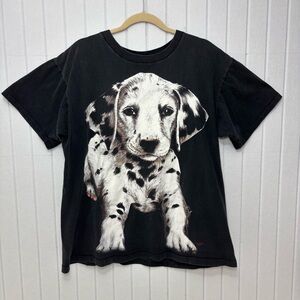 Trinity Products Vintage Charming Black Puppy Print Women's Tee Size XL